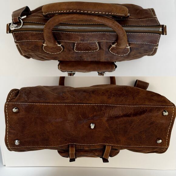 Chloe Edith Brown Top Handle Leather Tote Bag Made in Italy - Picture 7 of 9